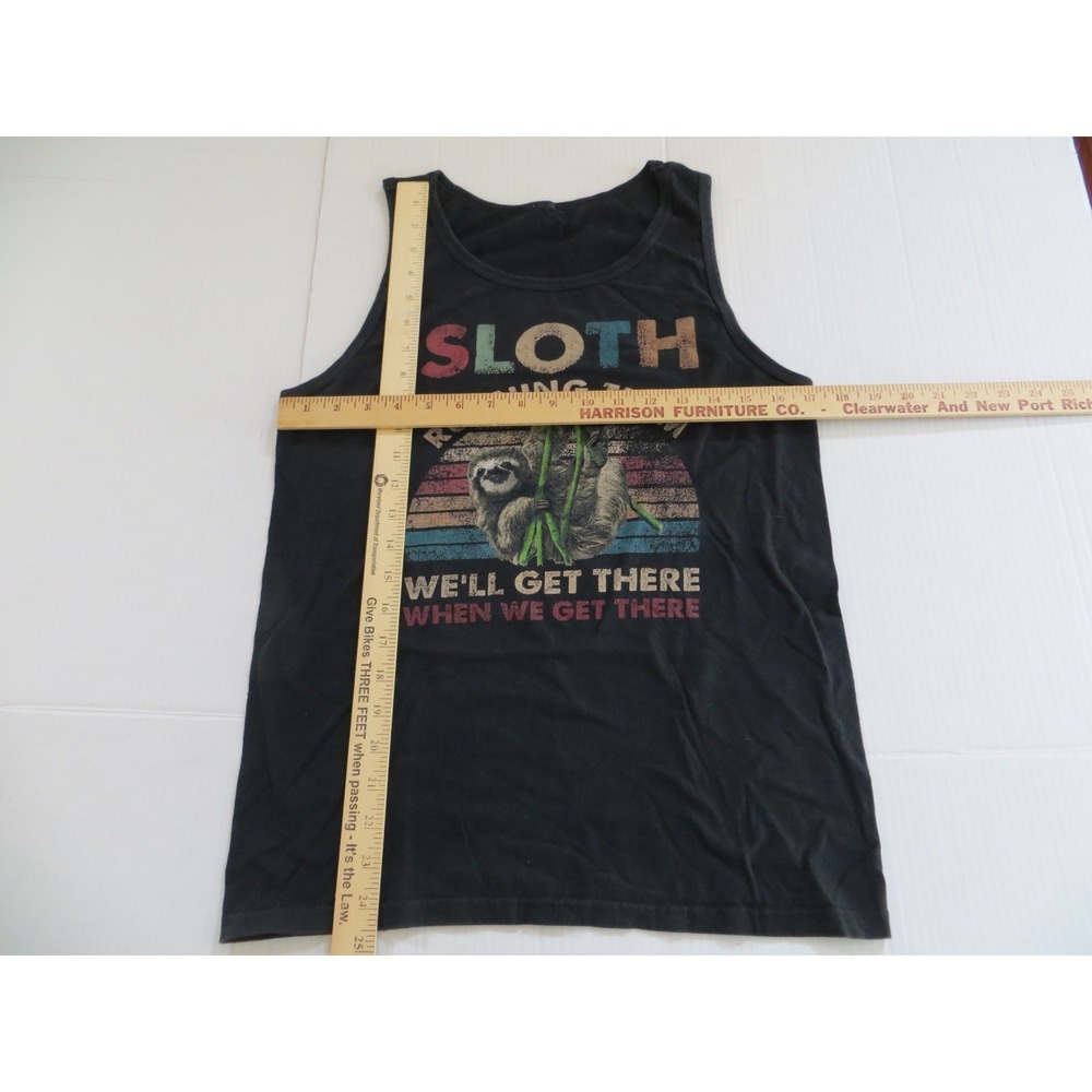 Sloth Running Team Shirt Mens Large Black Graphic Tank Top Funny Workout Gym - Picture 2 of 3